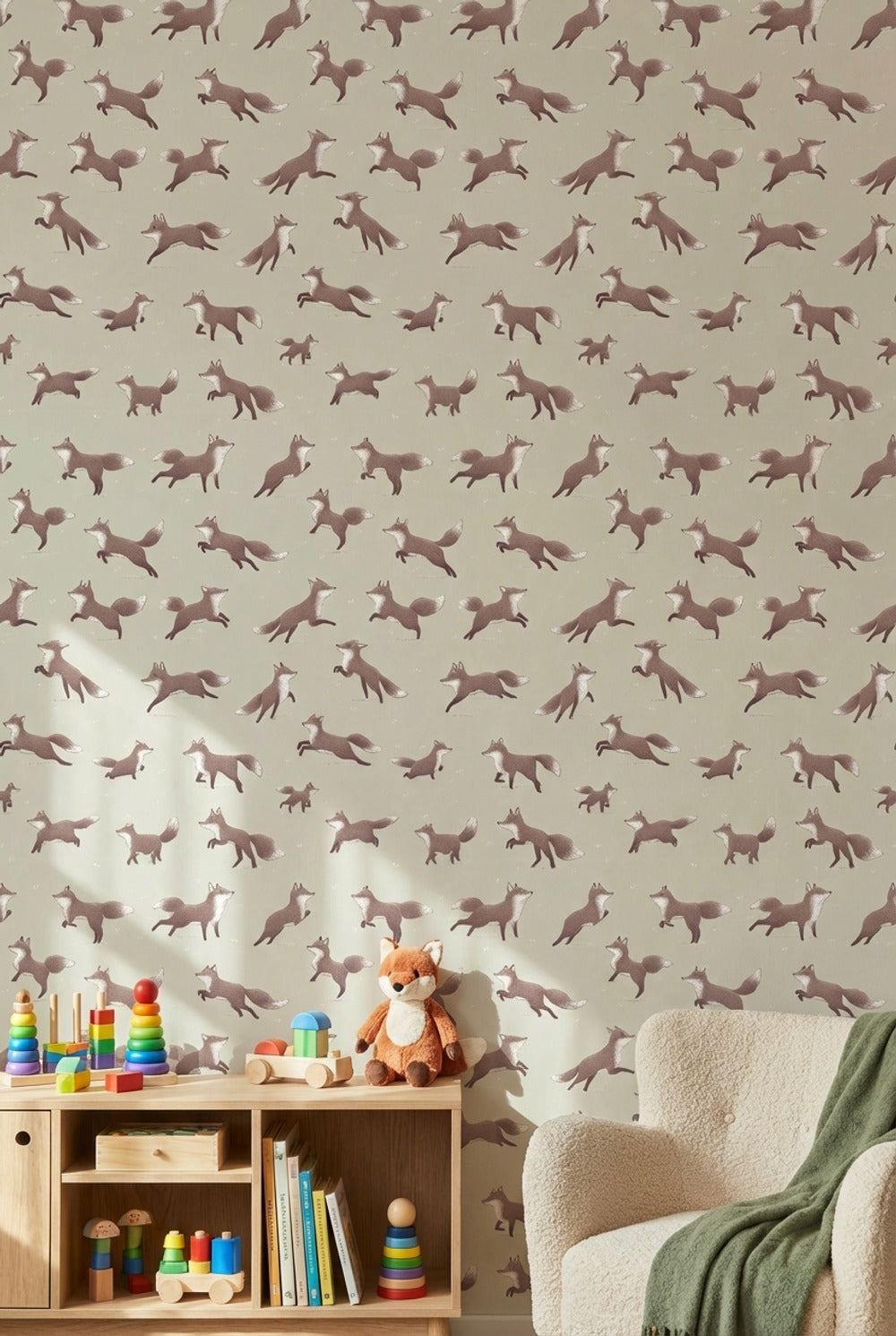 Foxes Wallpaper Animal Print Minimalist Wall Decor