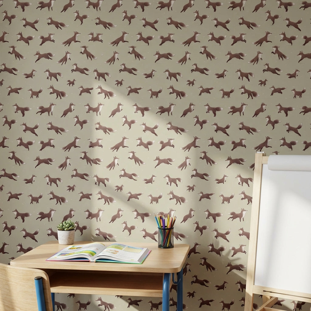 Foxes Wallpaper Animal Print Minimalist Wall Decor
