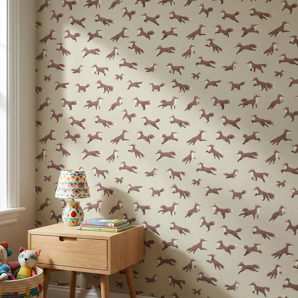 Foxes Wallpaper Animal Print Minimalist Wall Decor