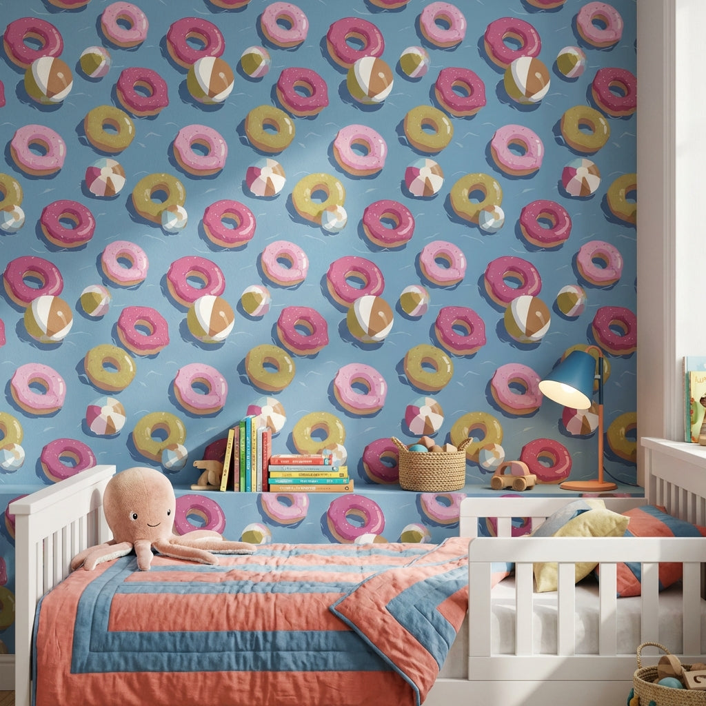 Donuts Wallpaper Beach Balls Playful Decorative Mural