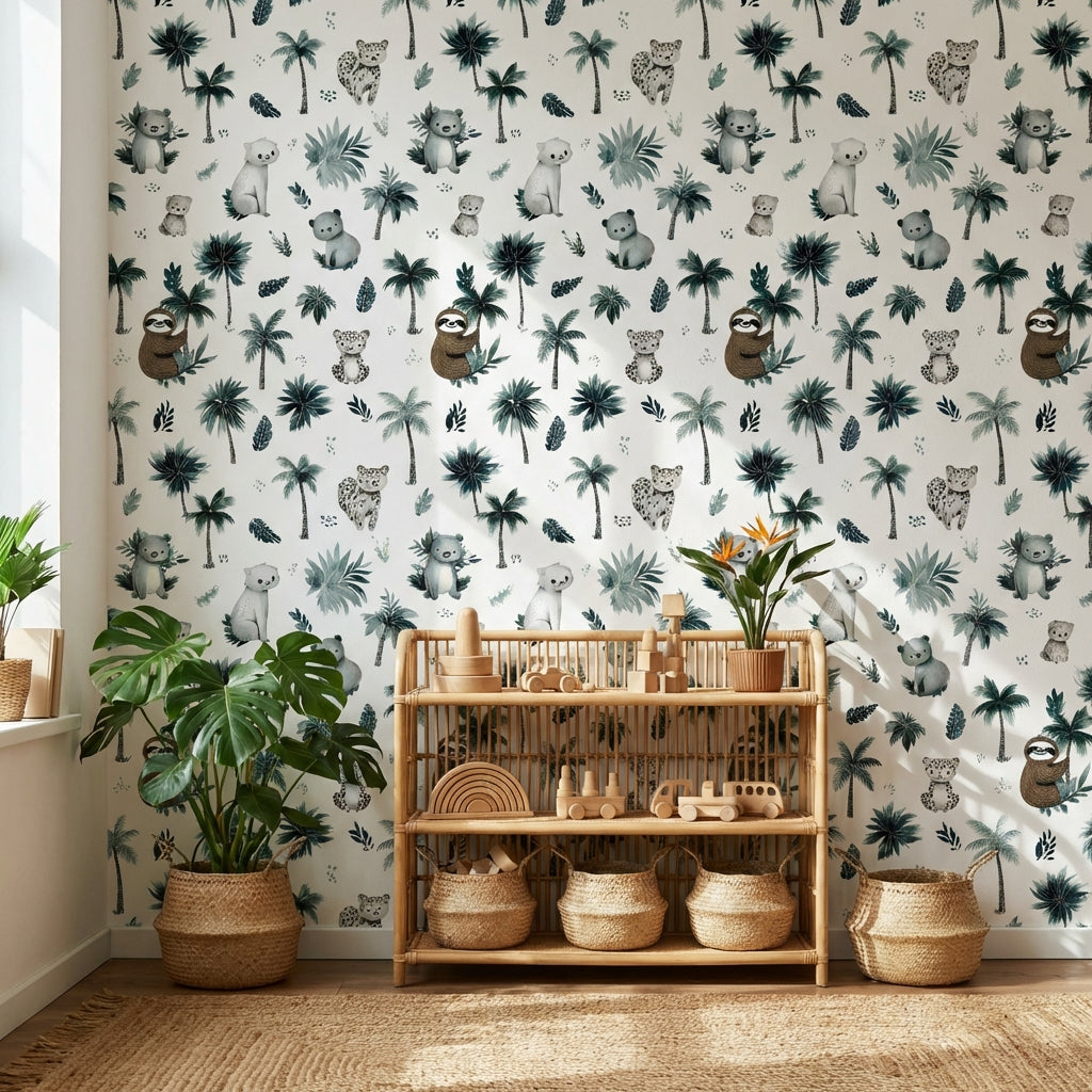 Shades Of Green Wallpaper Animals Removable Palm Wall Mural