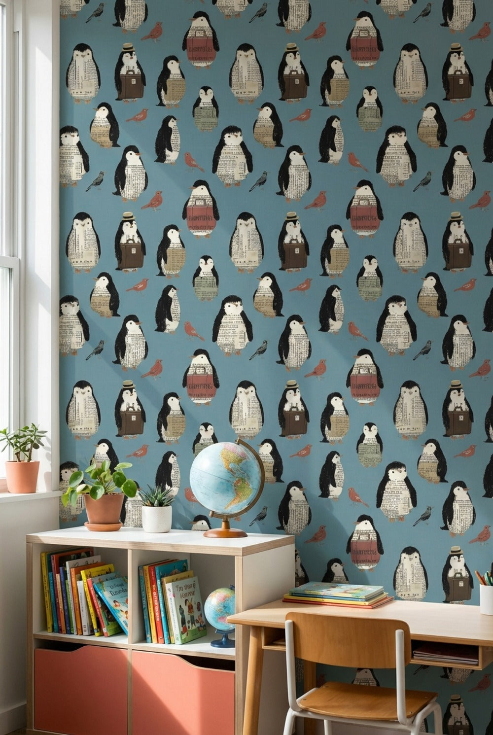 Penguins Wallpaper Birds Newspaper Print Decorative Mural