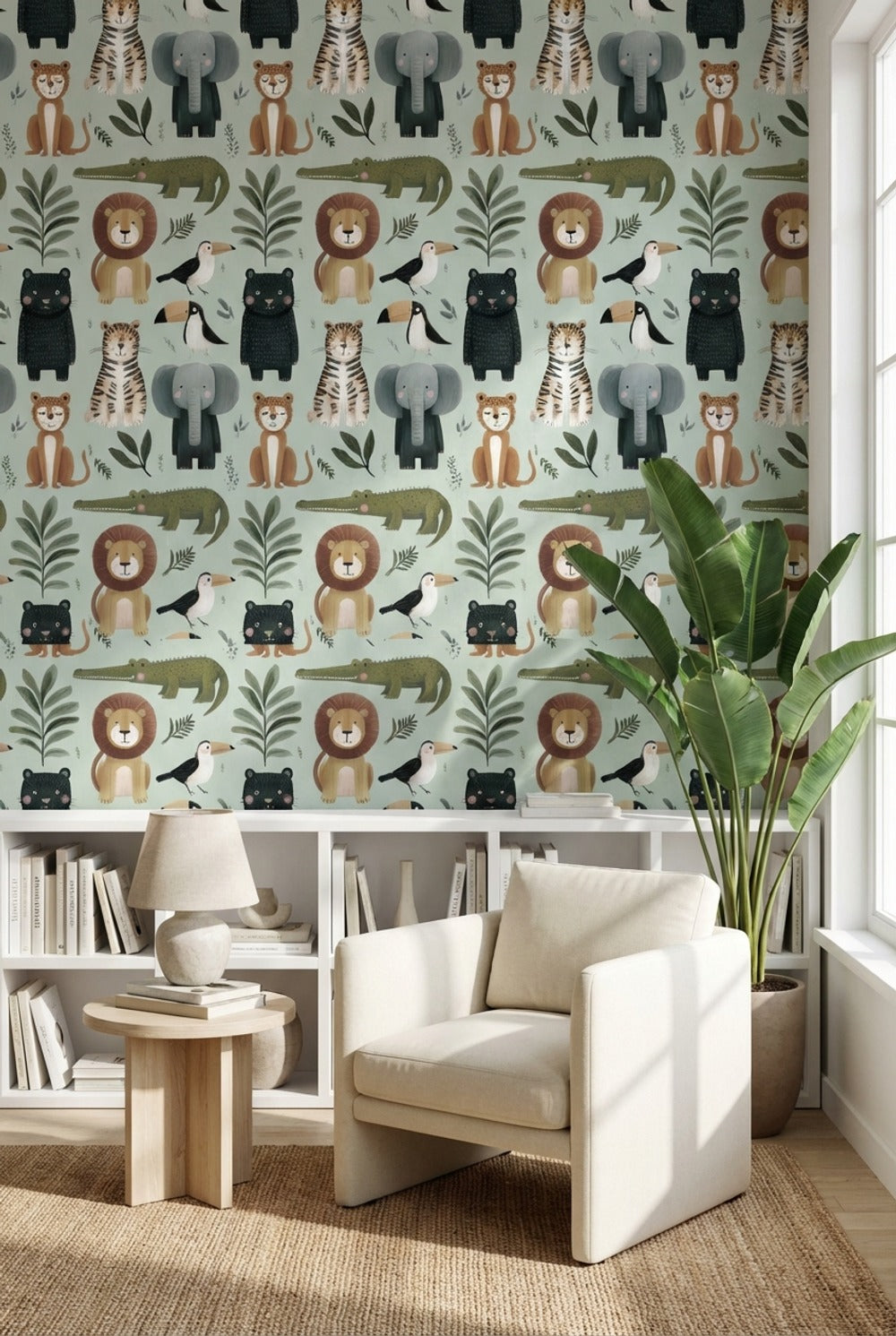 Cartoon Animals Wallpaper Whimsical Playful Wall Decor