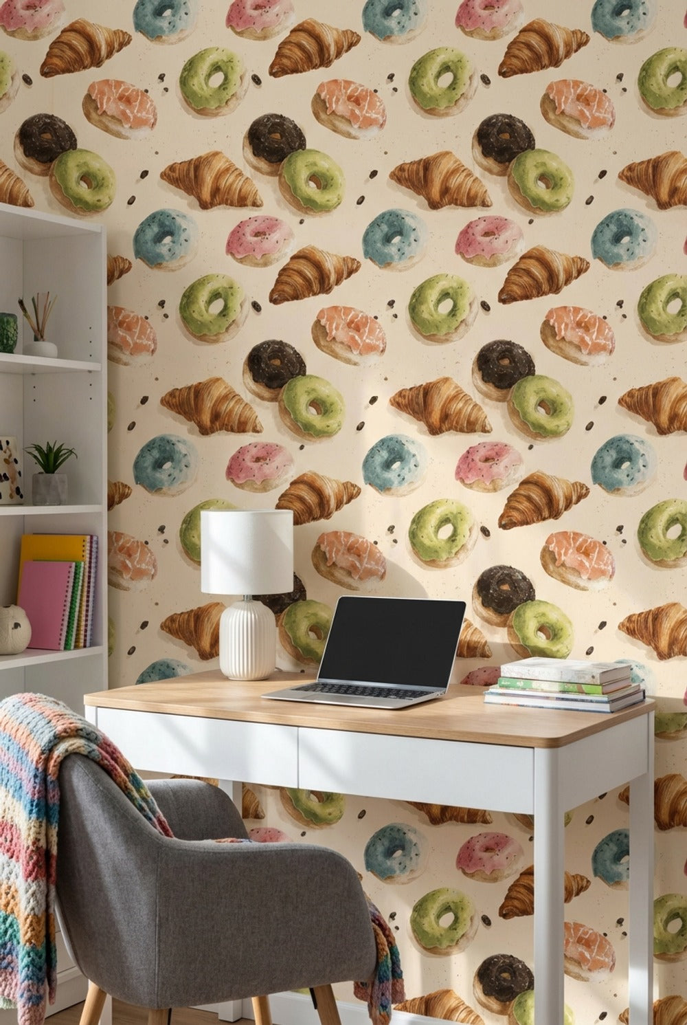 Pastries Wallpaper Donuts Croissants Decorative Mural