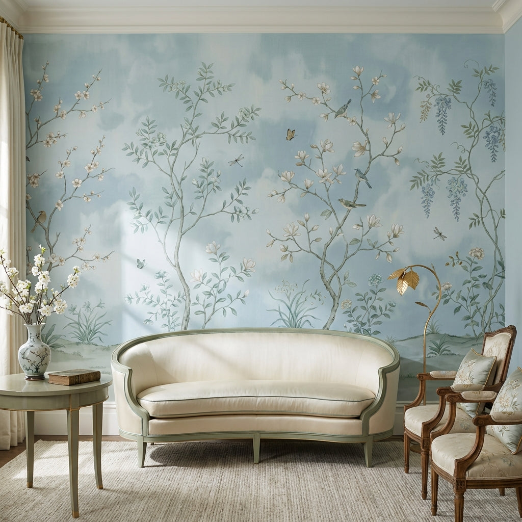 Floral Wallpaper Birds Vintage Wall Mural