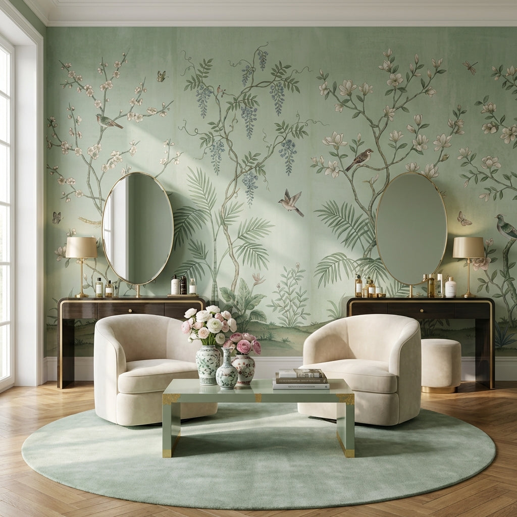 Floral Wallpaper Birds Traditional Wall Mural