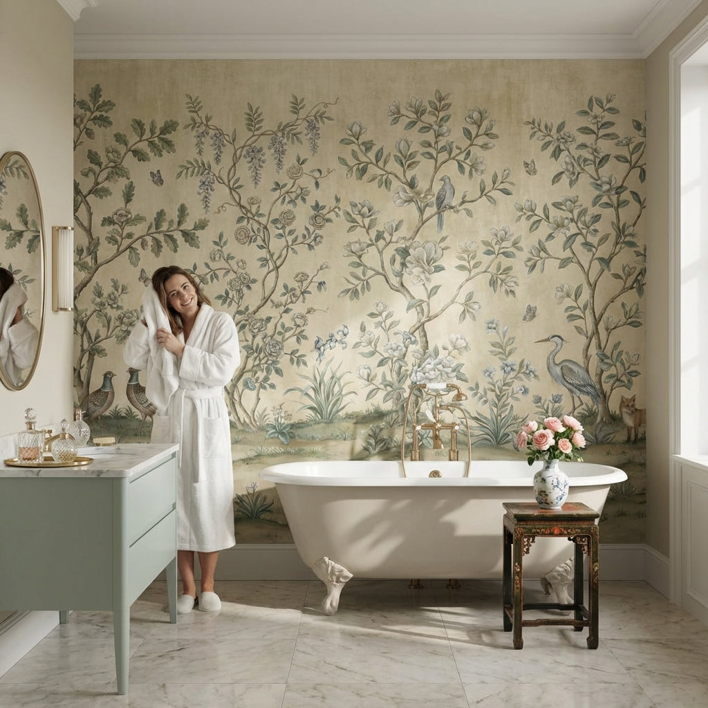 Floral Wallpaper Birds Chinoiserie Wall Mural