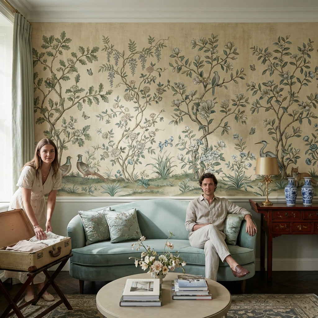 Floral Wallpaper Birds Chinoiserie Wall Mural