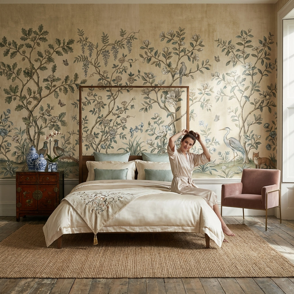 Floral Wallpaper Birds Chinoiserie Wall Mural