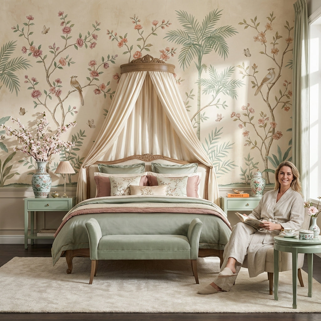 Vintage Floral Wallpaper Birds Nature Wall Mural