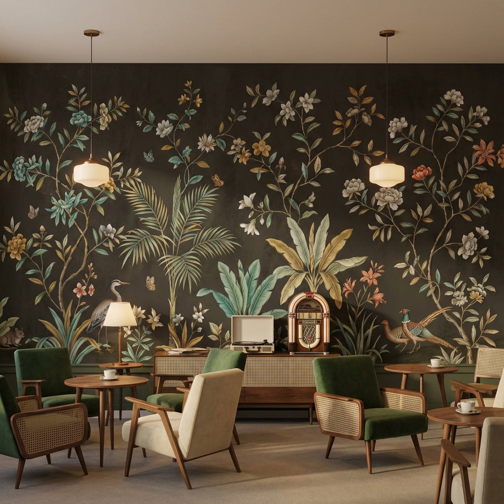 Floral Wallpaper Vintage Botanical Wall Mural
