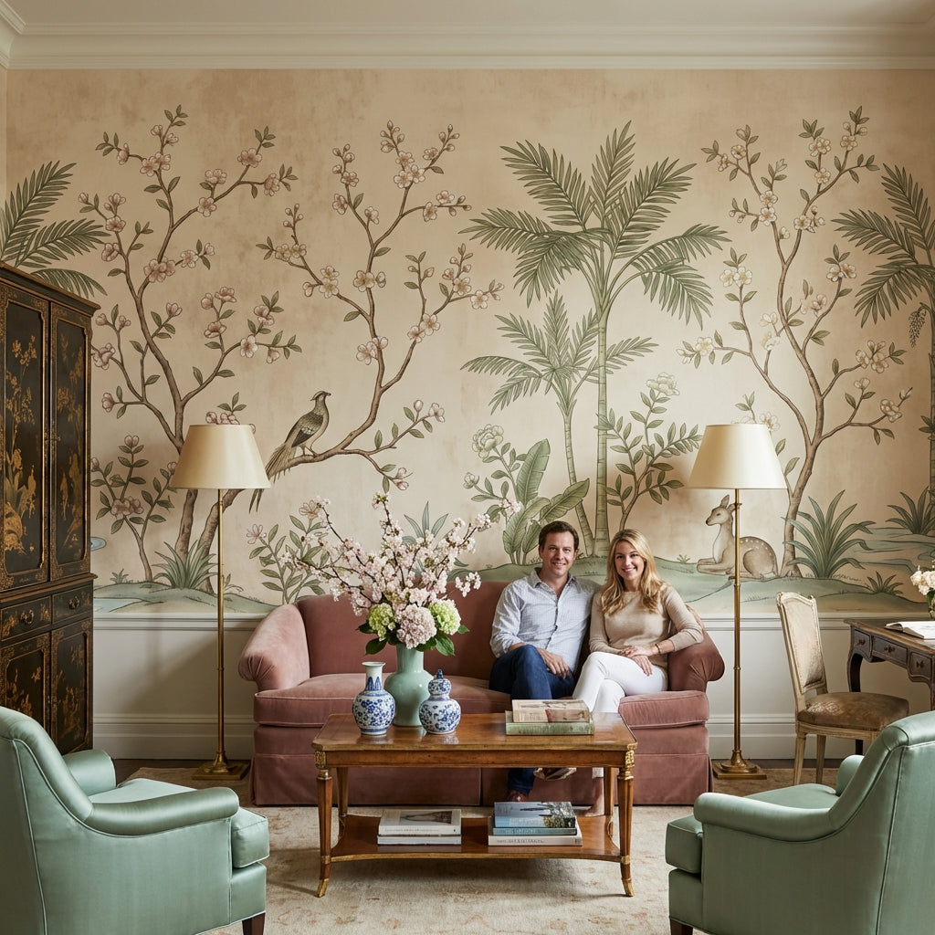 Floral Wallpaper Bird Deer Removable Wall Decor