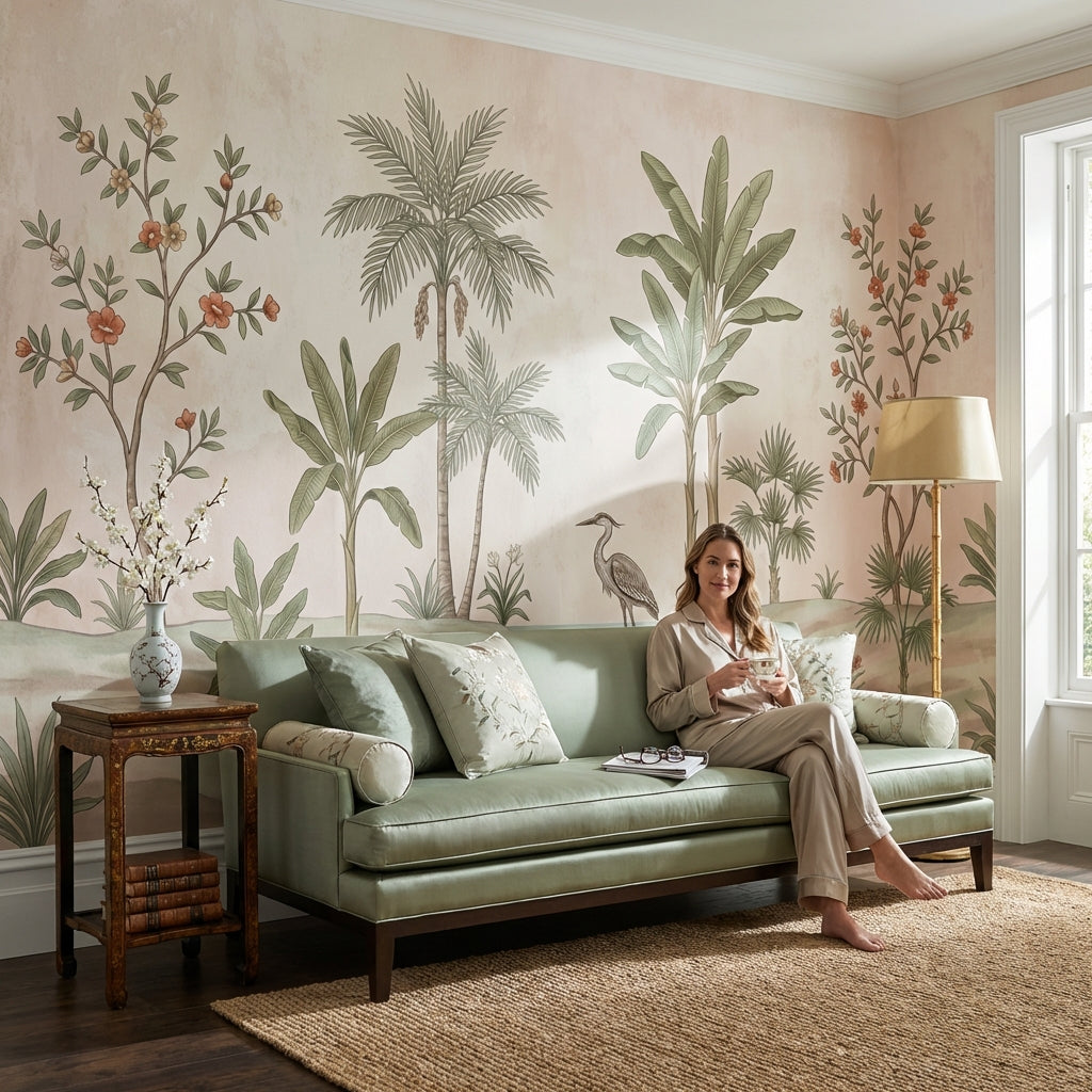 Tropical Vintage Wallpaper Floral Calm Wall Mural