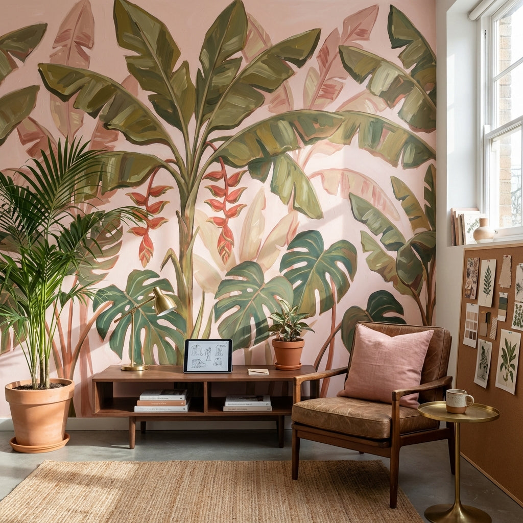 Shades Of Green Wallpaper Tropical Modern Wall Mural