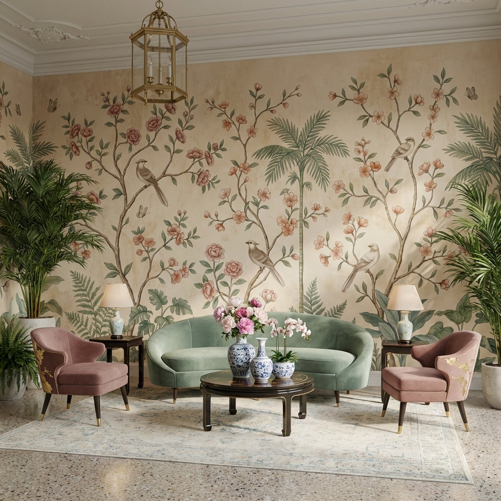Chinoiserie Wallpaper Birds Floral Wall Mural