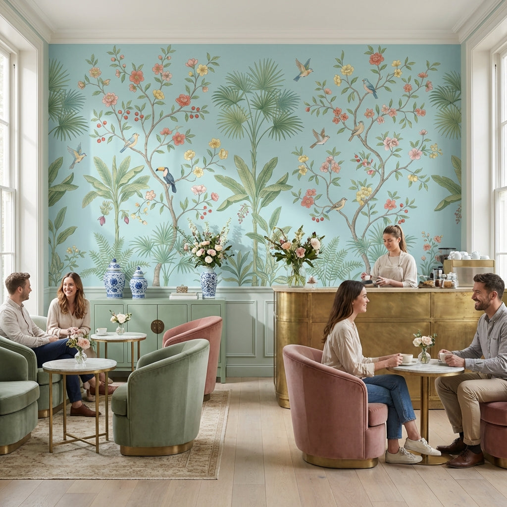 Floral Wallpaper Birds Garden Wall Mural