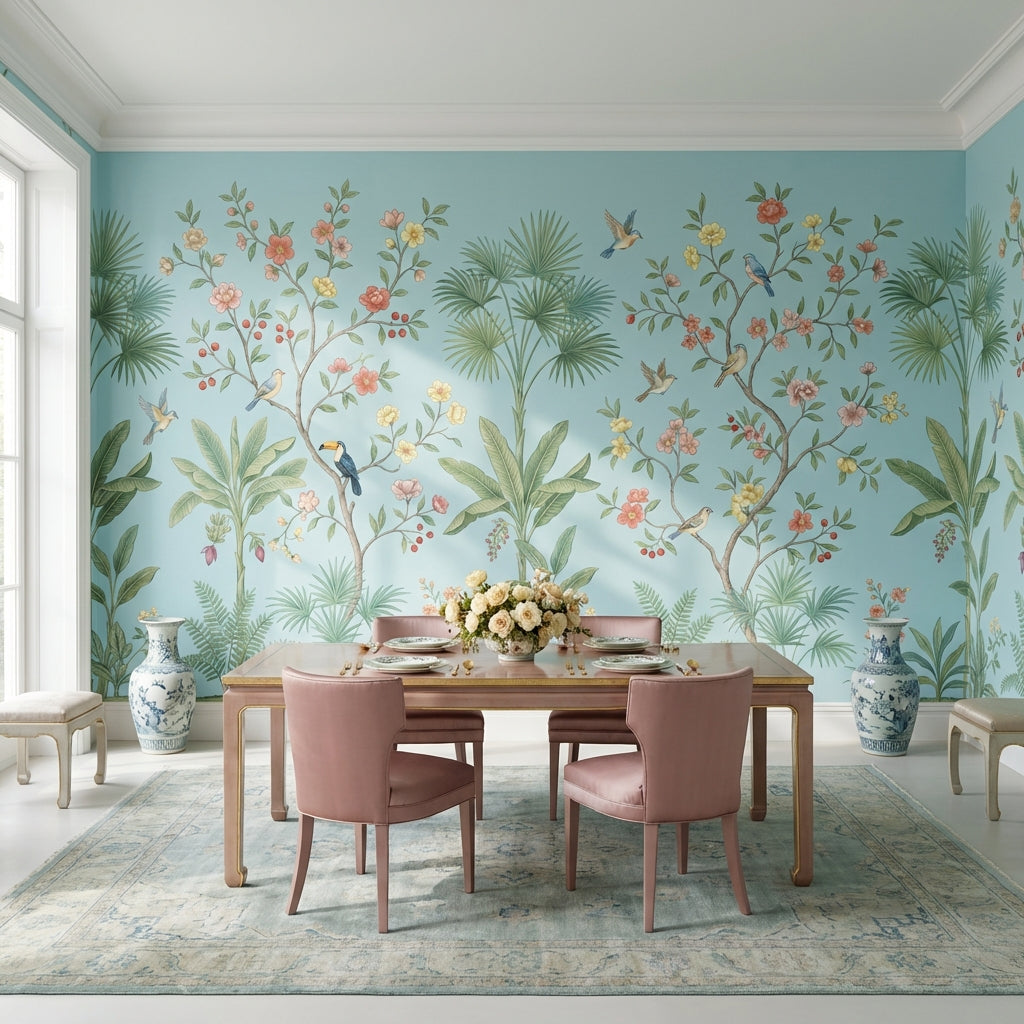 Floral Wallpaper Birds Garden Wall Mural