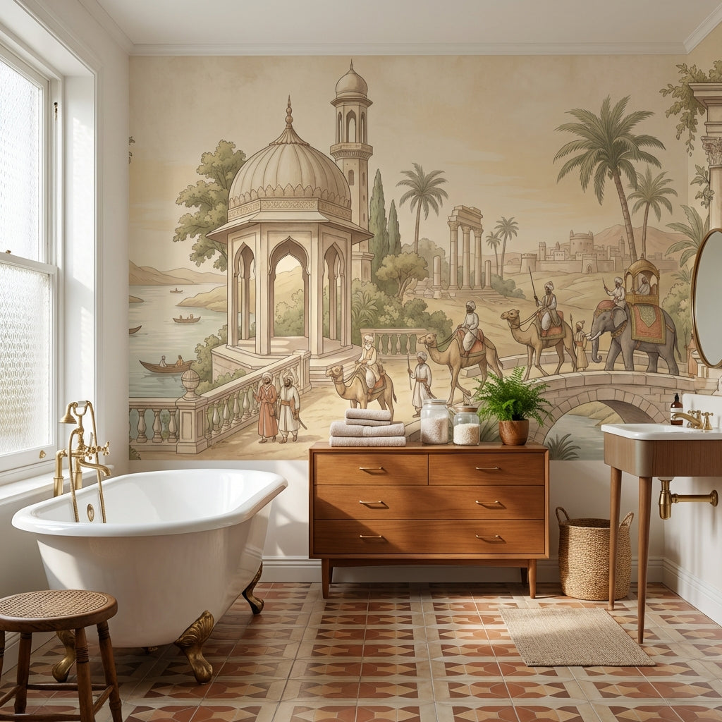 Vintage Architecture Wallpaper Middle Eastern Camel Wall Mural