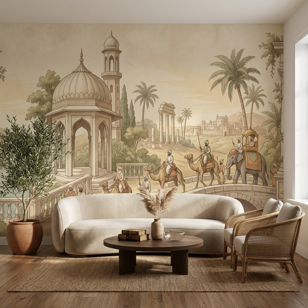 Vintage Architecture Wallpaper Middle Eastern Camel Wall Mural