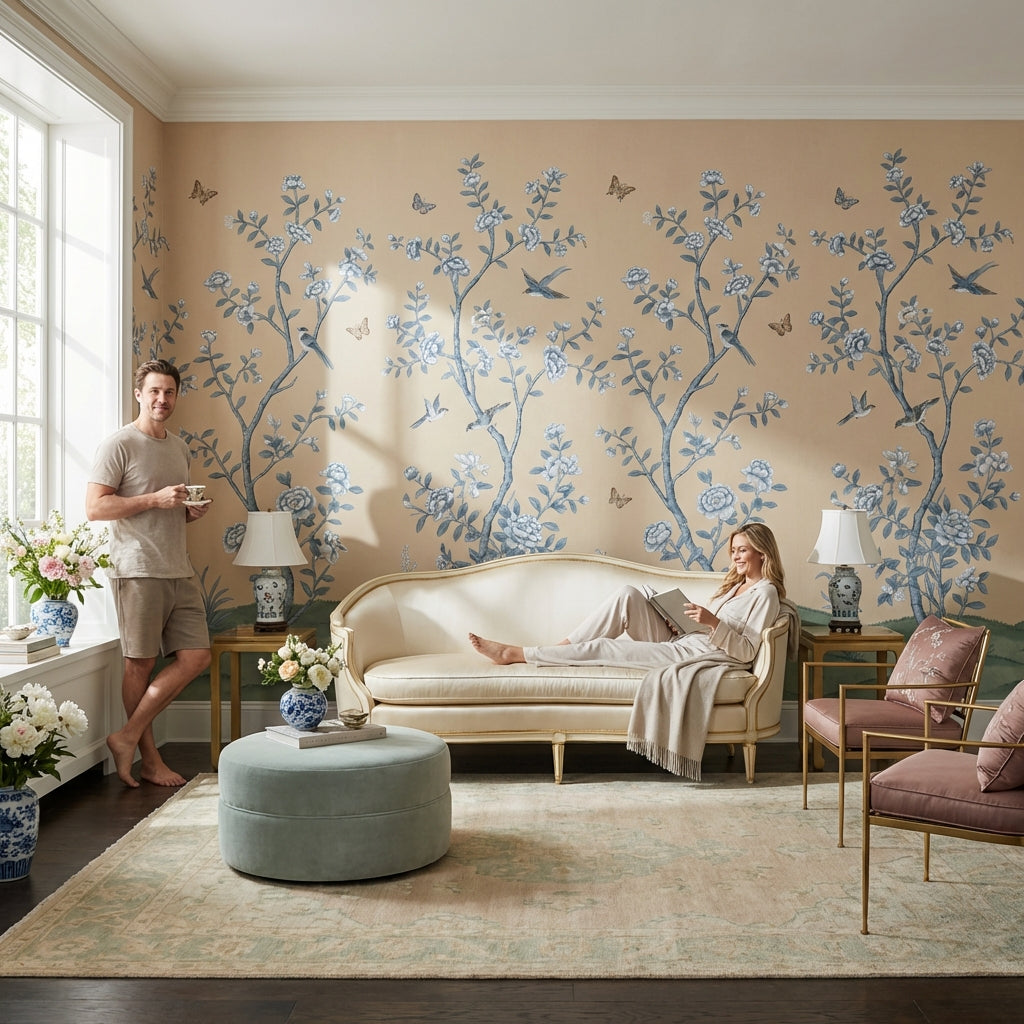 Floral Wallpaper Birds Nature Wall Mural