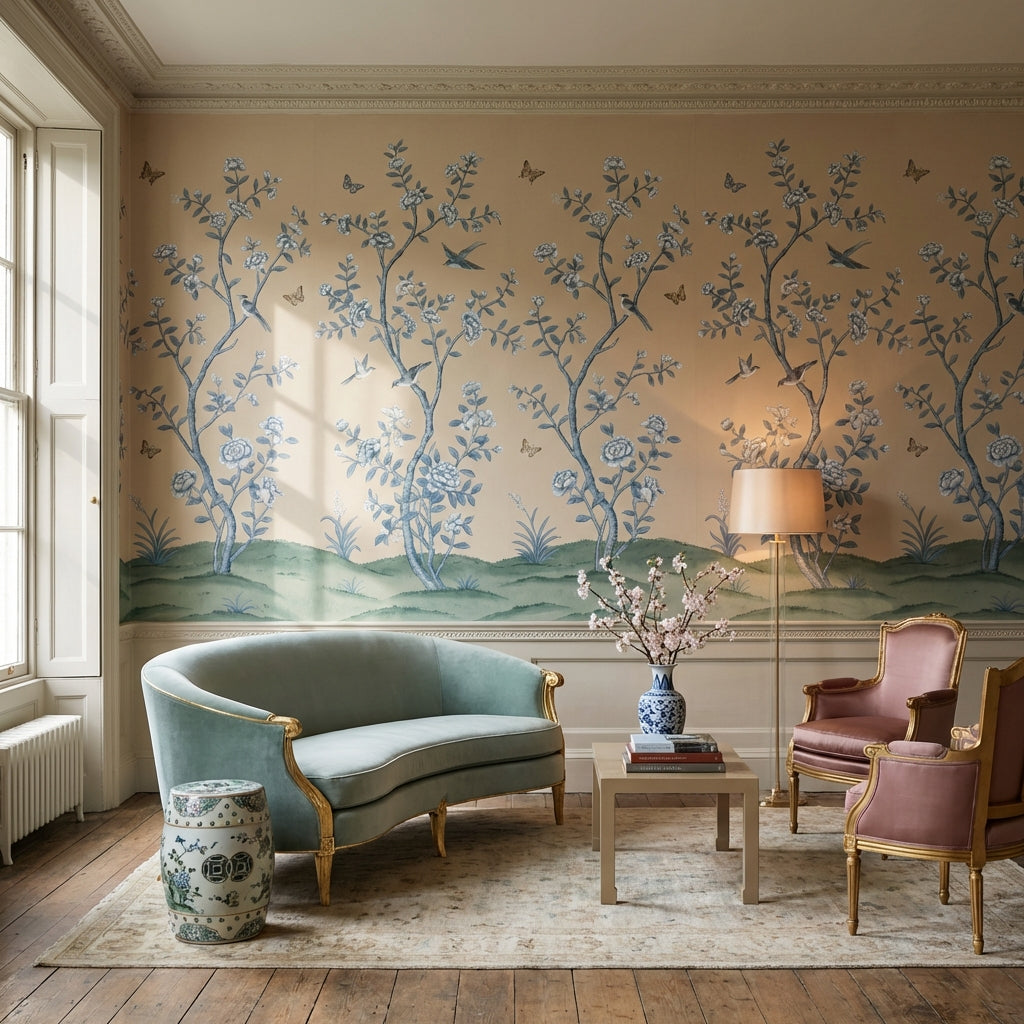 Floral Wallpaper Birds Nature Wall Mural