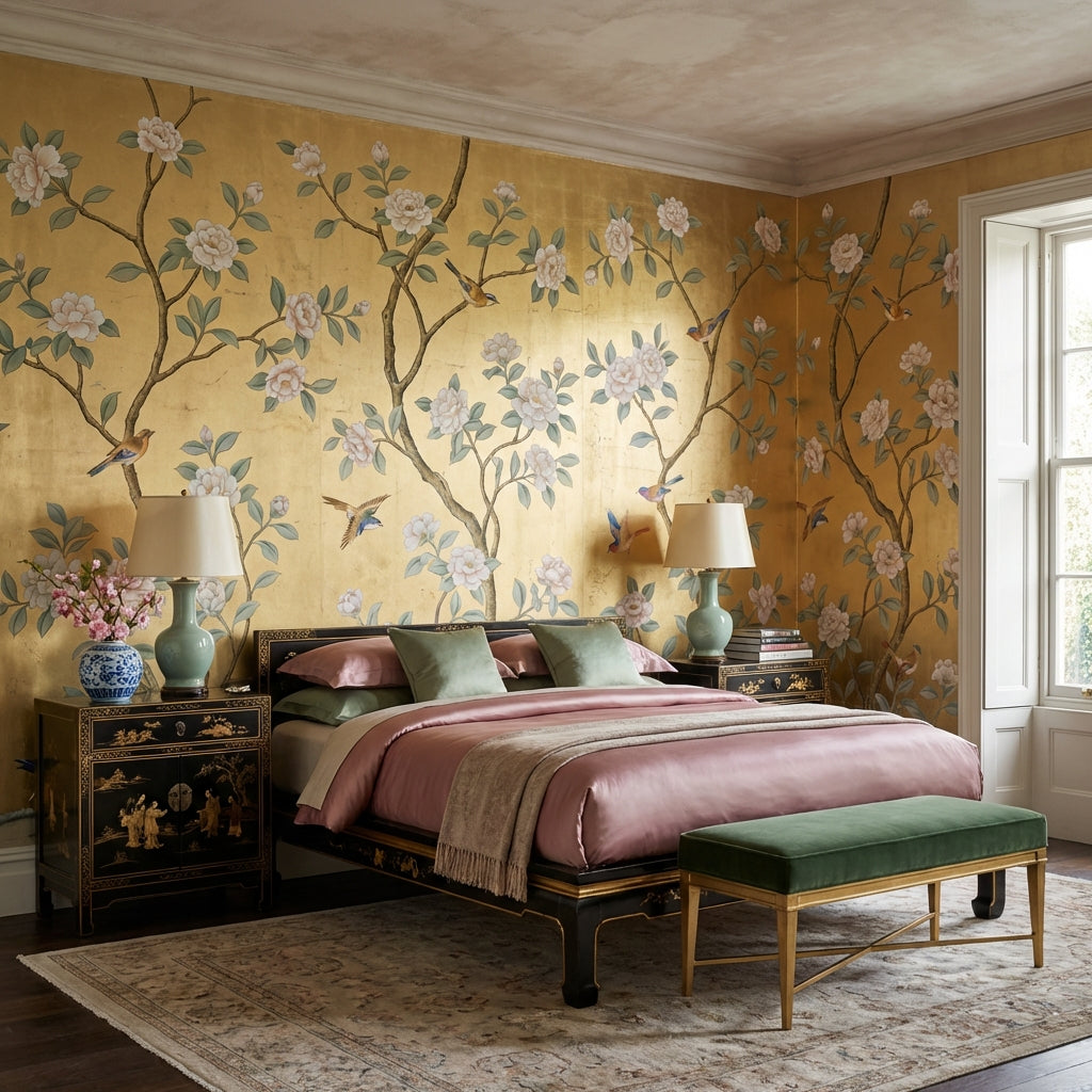 Floral Wallpaper Birds Traditional Wall Mural