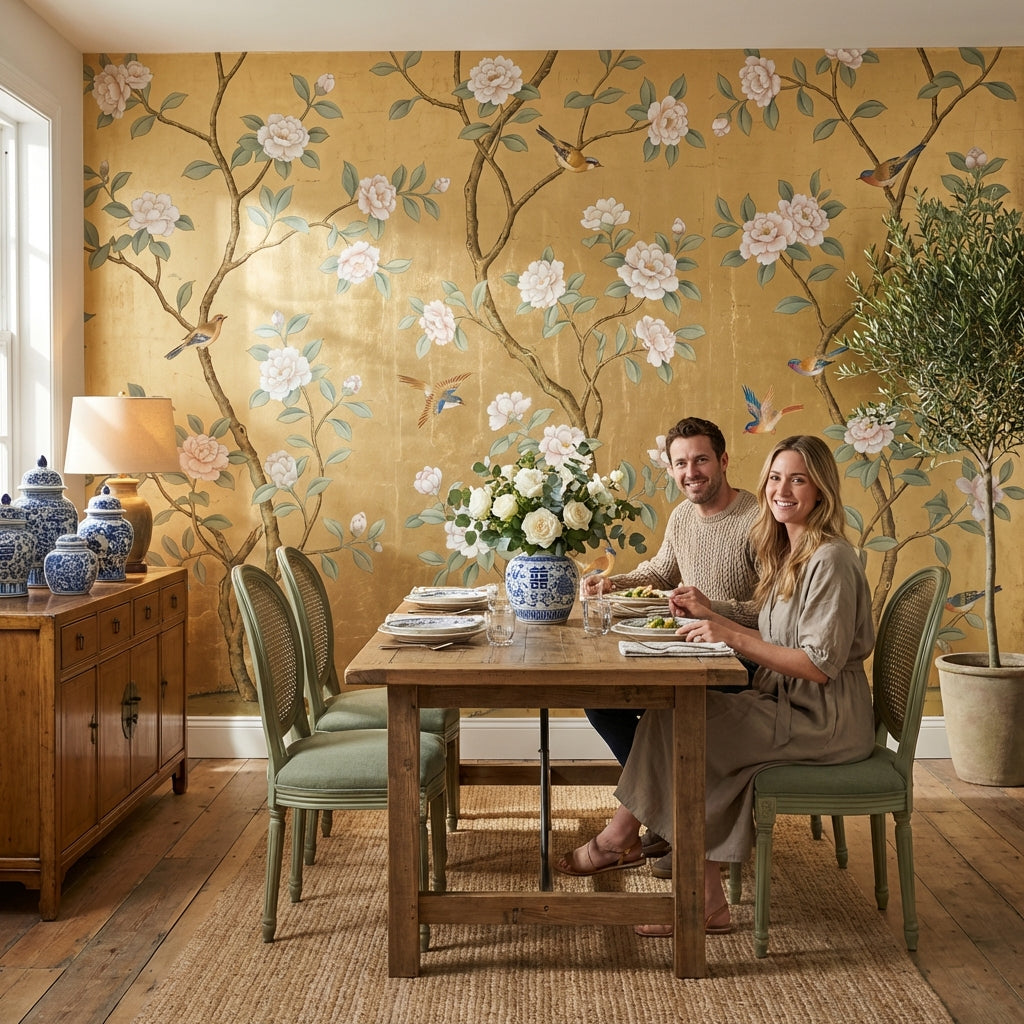 Floral Wallpaper Birds Traditional Wall Mural
