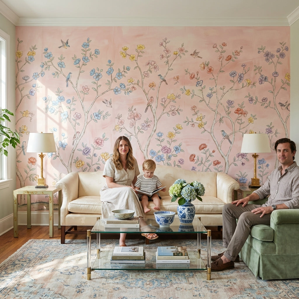 Chinoiserie Birds Wallpaper Vintage Floral Wall Mural