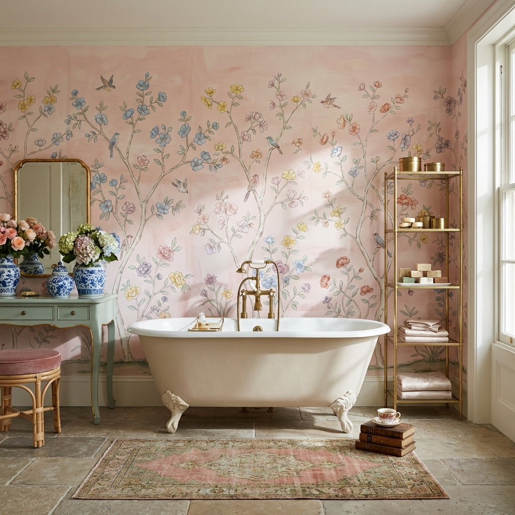 Chinoiserie Birds Wallpaper Vintage Floral Wall Mural