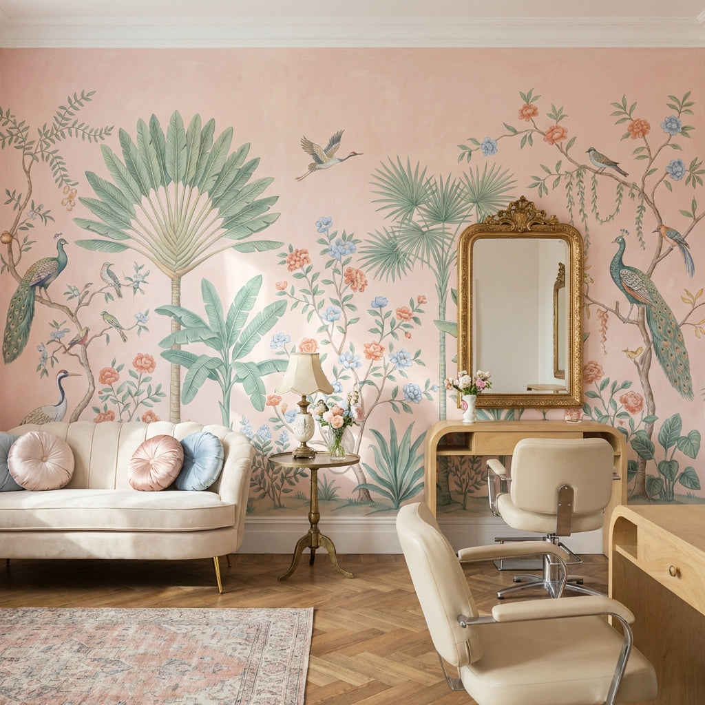 Tropical Birds Wallpaper Vintage Chinoiserie Wall Mural
