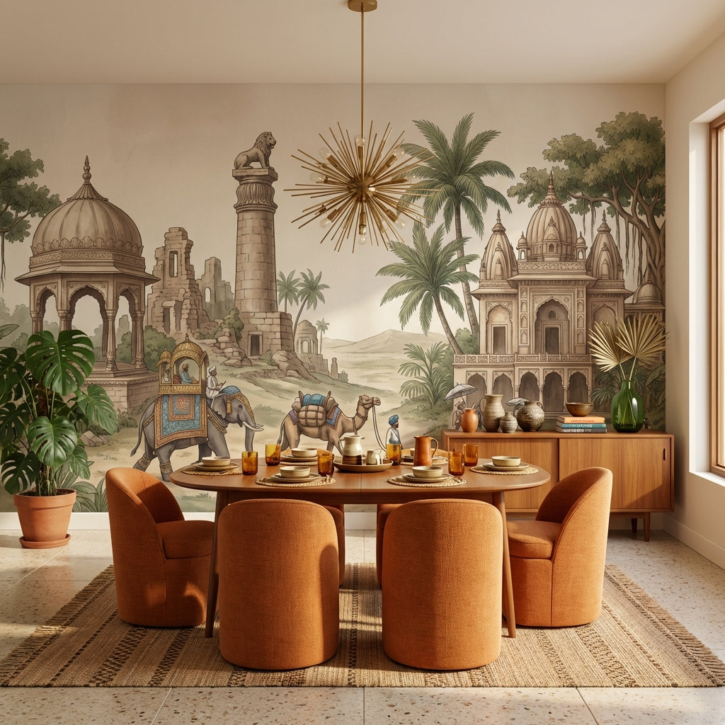 Indian Architecture Wallpaper Elephant Camel Wall Mural