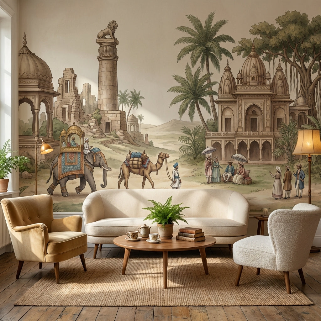 Indian Architecture Wallpaper Elephant Camel Wall Mural