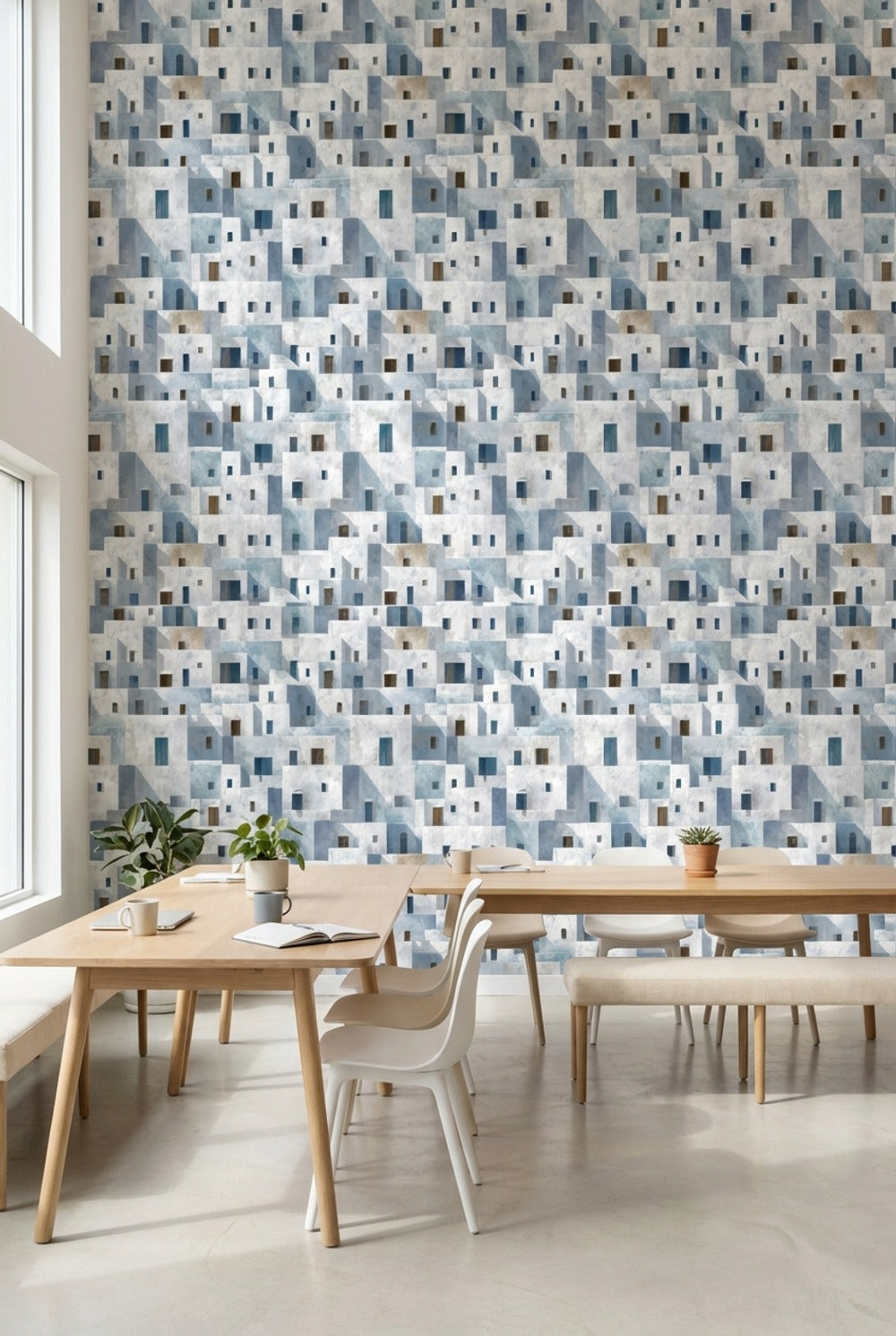 Mediterranean Geometric Wallpaper Abstract Minimalist Decorative Mural