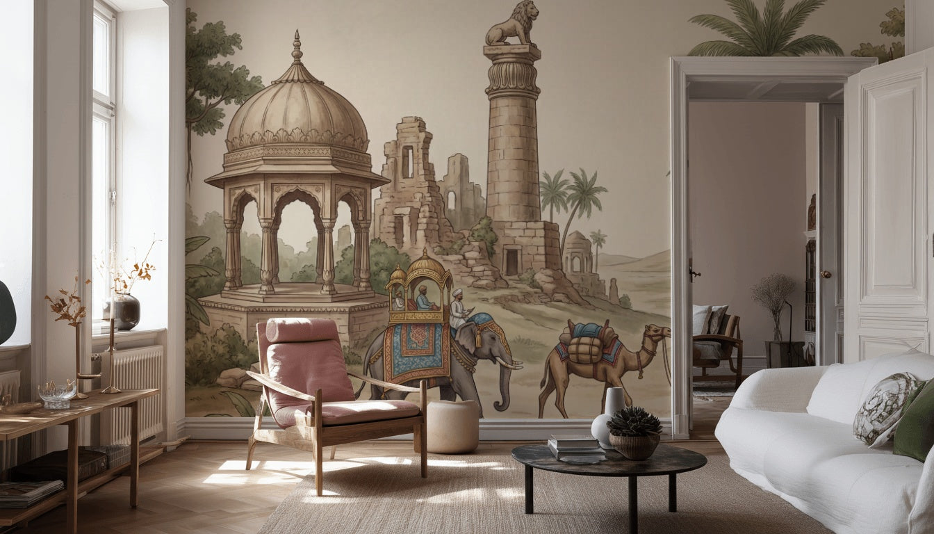 Indian Architecture Wallpaper Elephant Camel Wall Mural