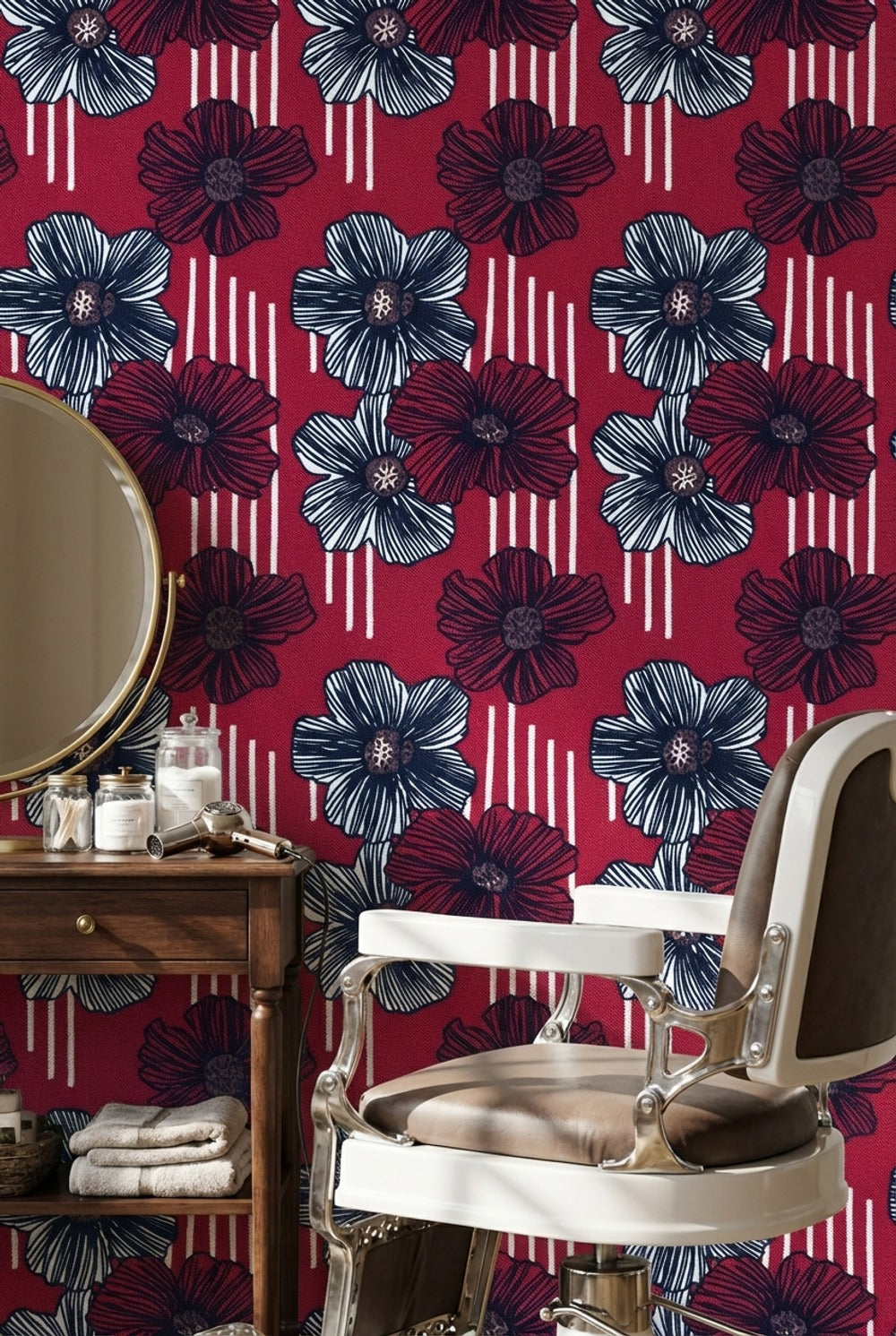 Floral Wallpaper Striped Modern Decorative Mural