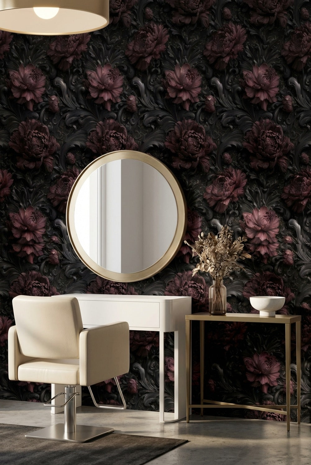 Floral Wallpaper Dark Luxurious Decorative Mural