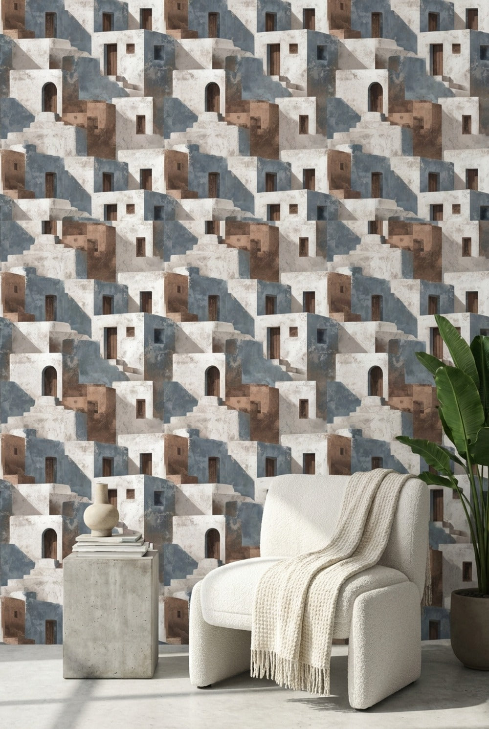 Geometric Wallpaper Architecture Mediterranean Decorative Mural