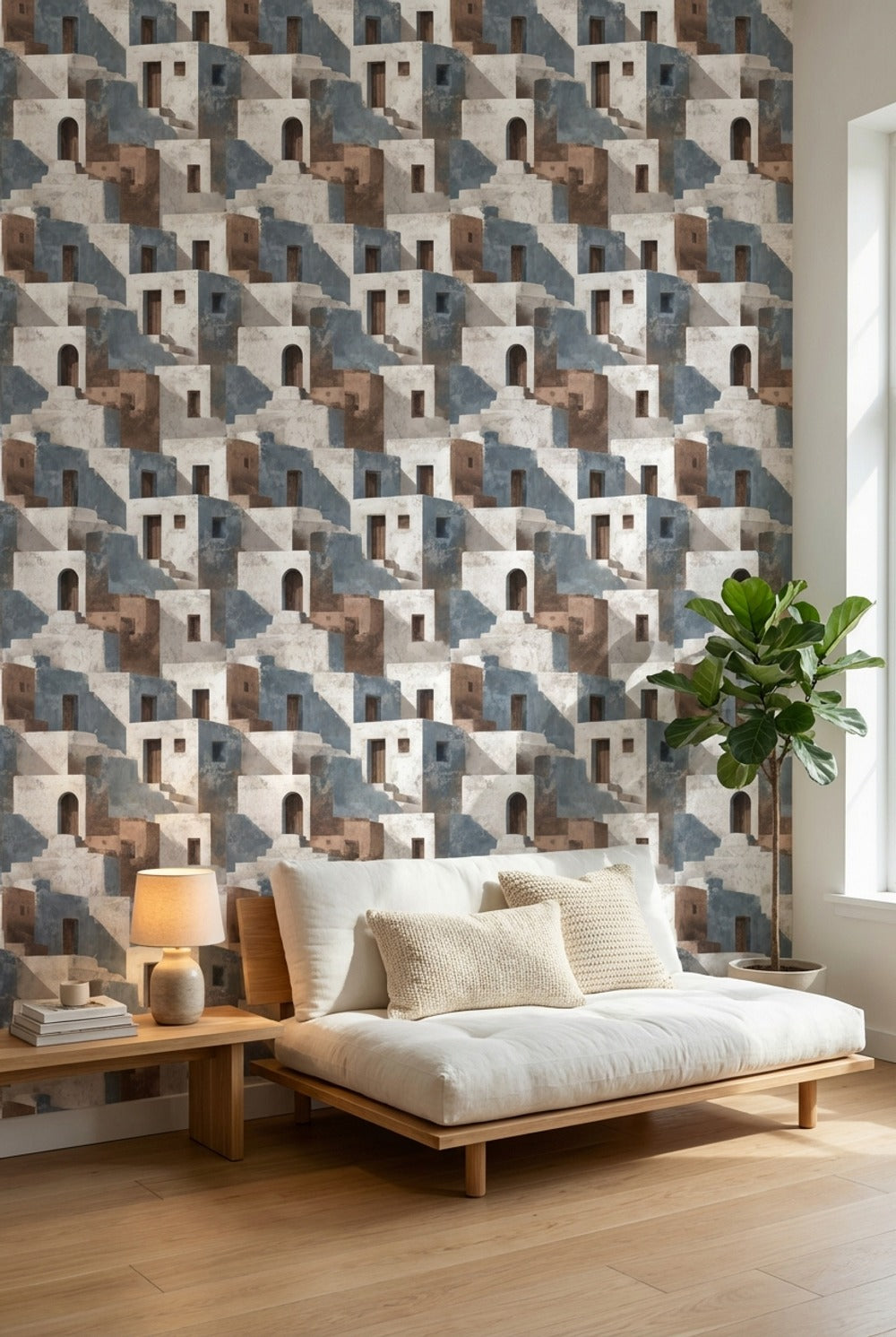 Geometric Wallpaper Architecture Mediterranean Decorative Mural