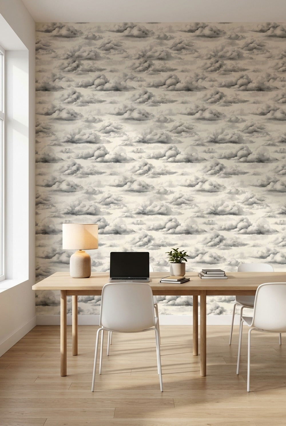 Clouds Wallpaper Gray Abstract Decorative Mural