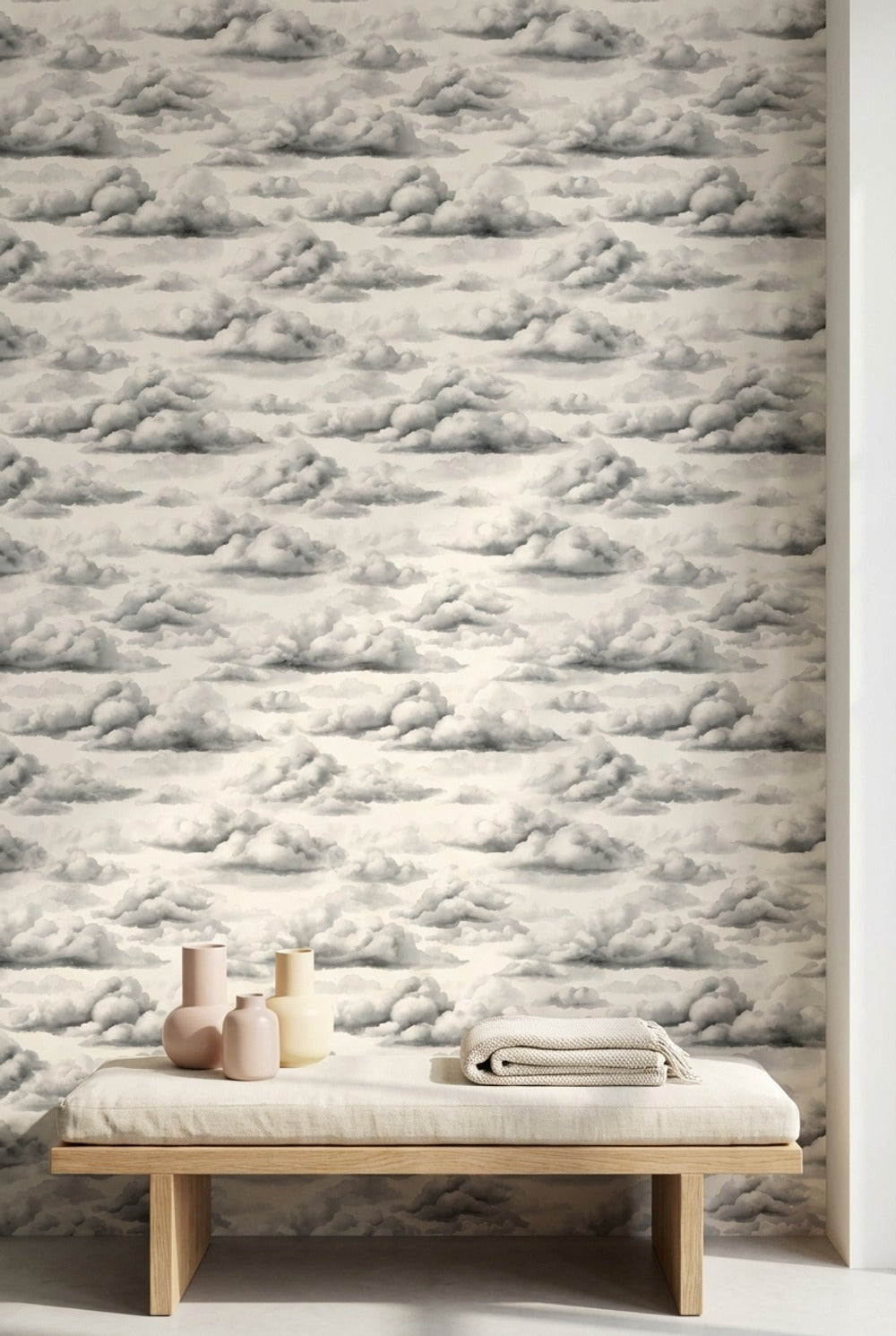 Clouds Wallpaper Gray Abstract Decorative Mural