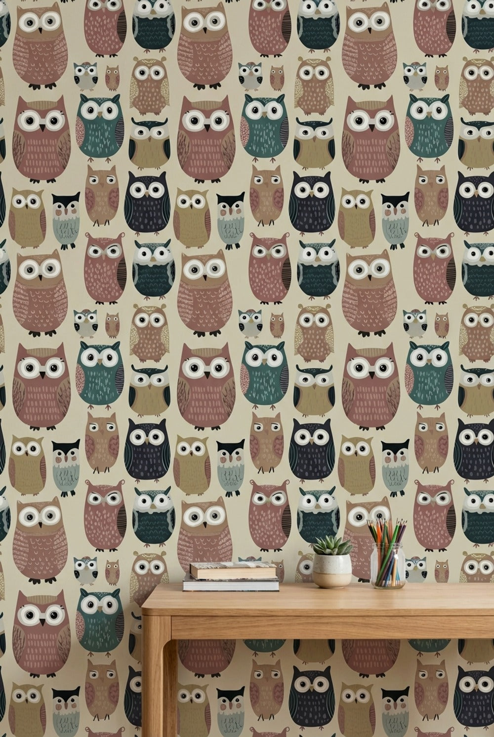 Whimsical Owls Wallpaper Playful Modern Decorative Mural
