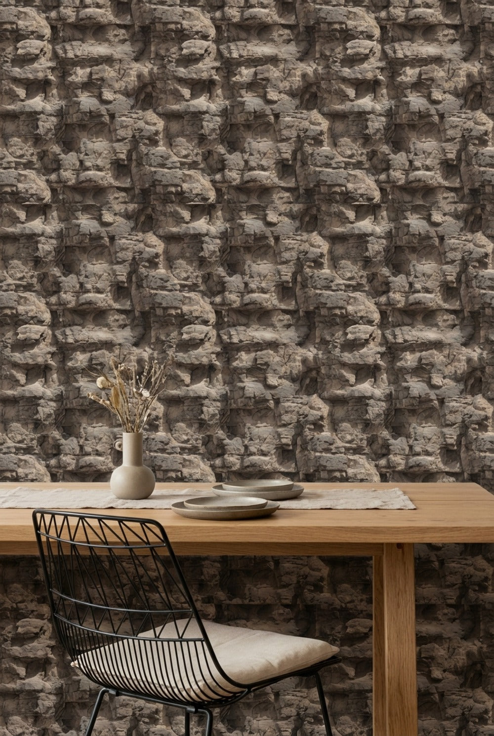 Stone Wall Wallpaper Rustic Natural Decorative Mural