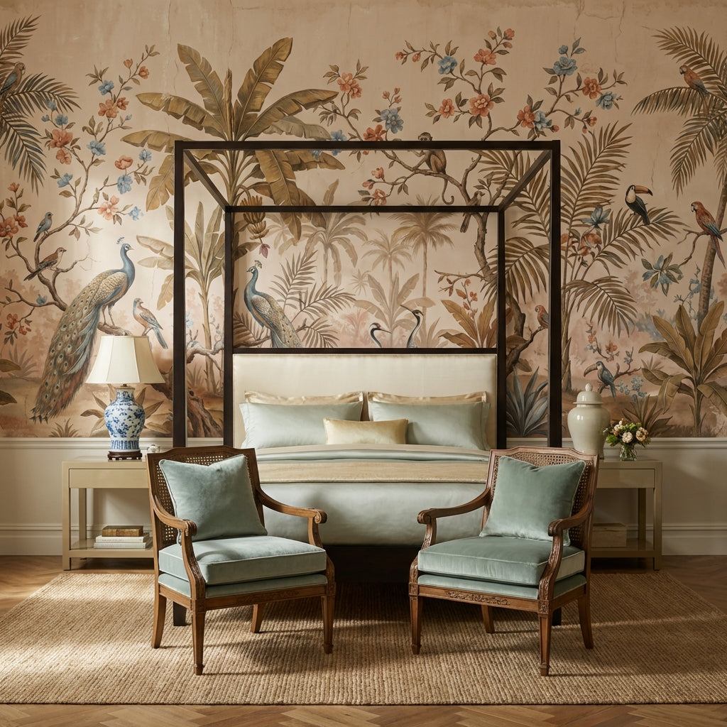 Tropical Birds Wallpaper Vintage Floral Wall Mural