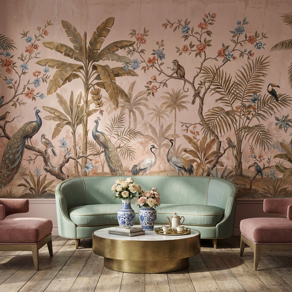 Tropical Birds Wallpaper Vintage Floral Wall Mural