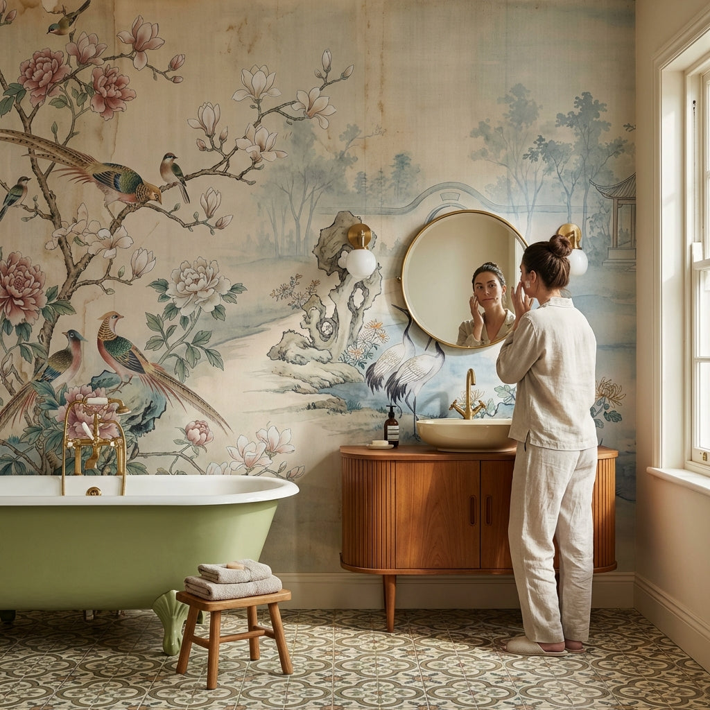 Chinoiserie Floral Wallpaper Birds Asian Wall Mural