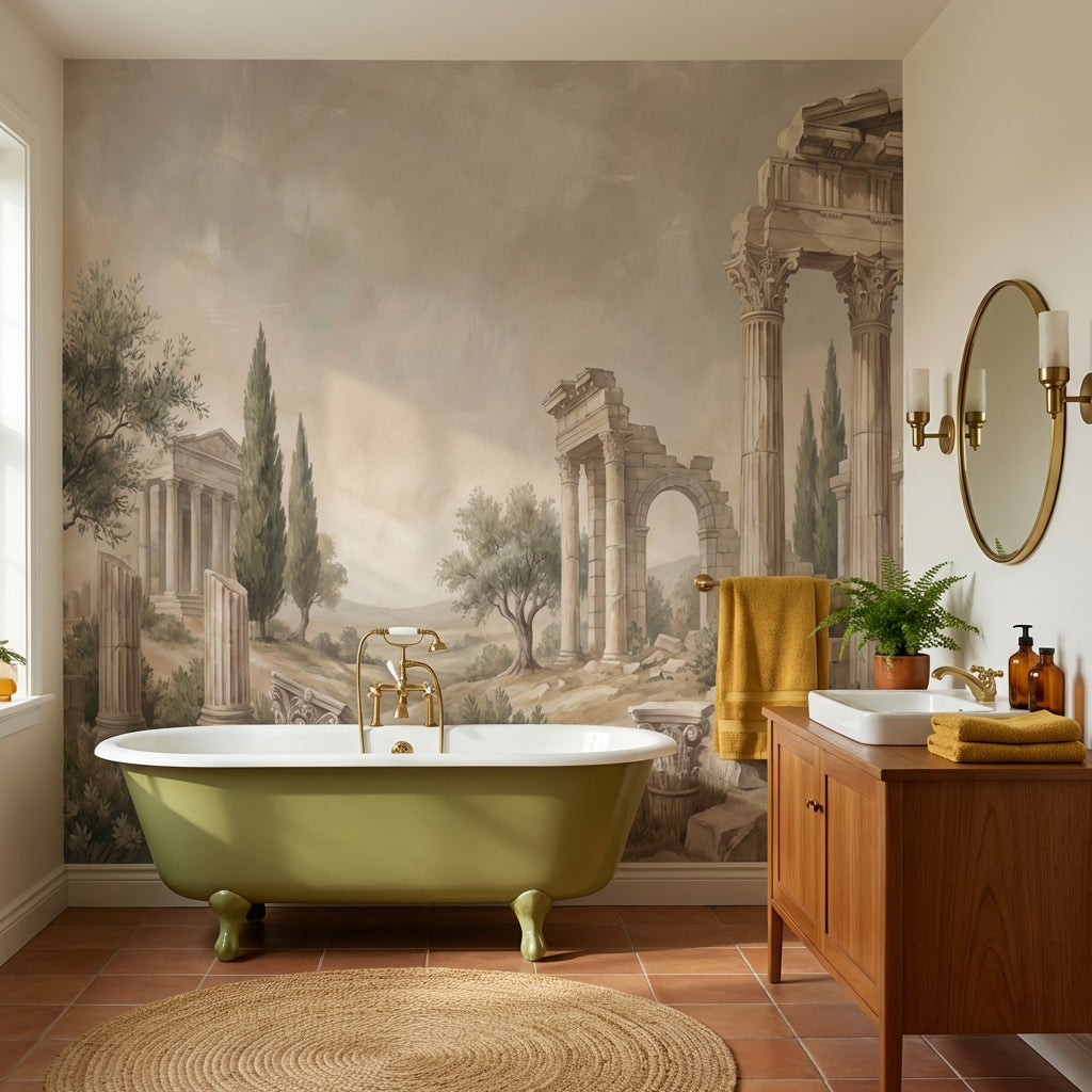 Ancient Ruins Wallpaper Mediterranean Classical Architecture Wall Mural