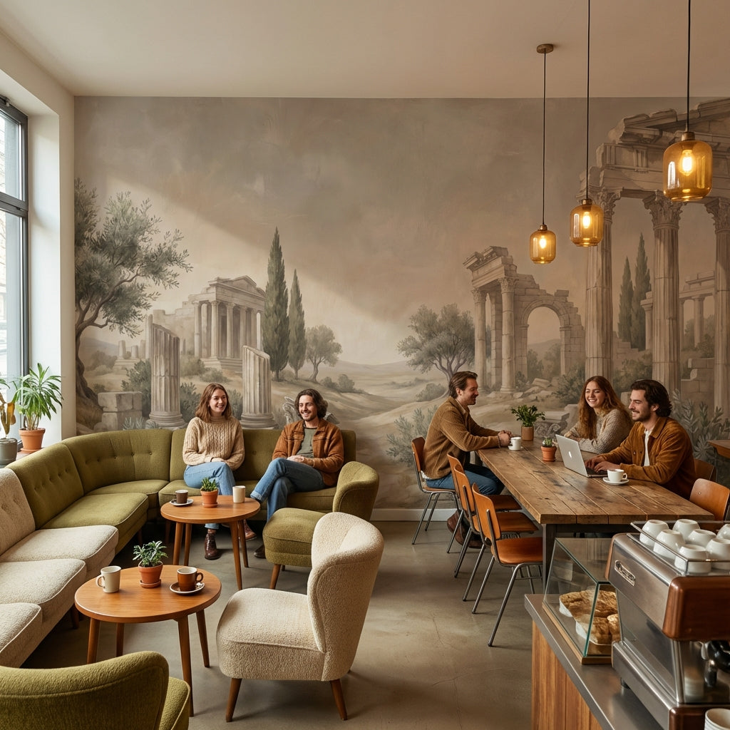 Ancient Ruins Wallpaper Mediterranean Classical Architecture Wall Mural