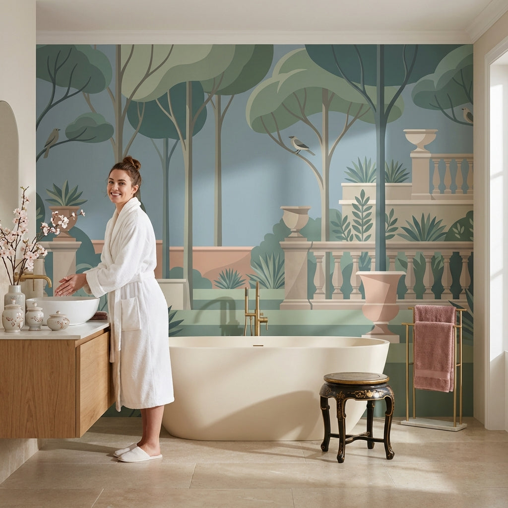 Trees Wallpaper Birds Modern Wall Mural