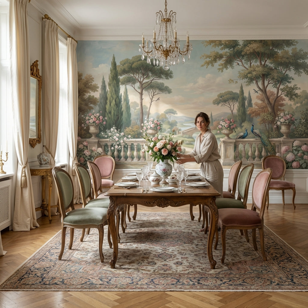 Peacocks Wallpaper Garden Bridge Removable Wall Decor