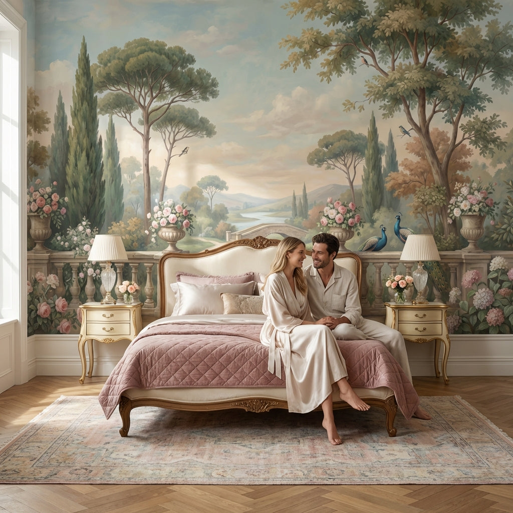 Peacocks Wallpaper Garden Bridge Removable Wall Decor